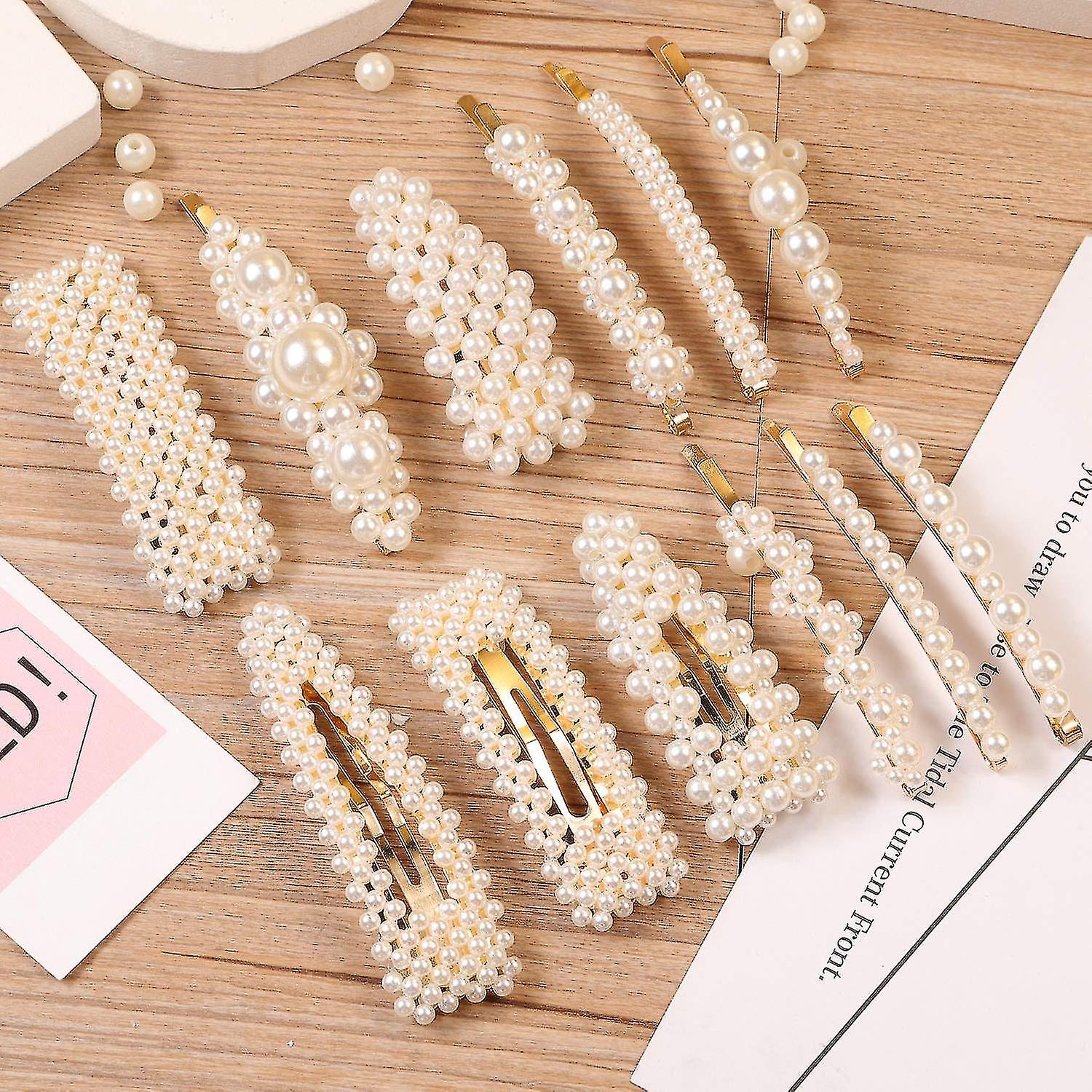 12 Pieces Of Pearl Hair Clips Large Hair Clips Hair Clips Hair Clips Ladies And Girls Eleg