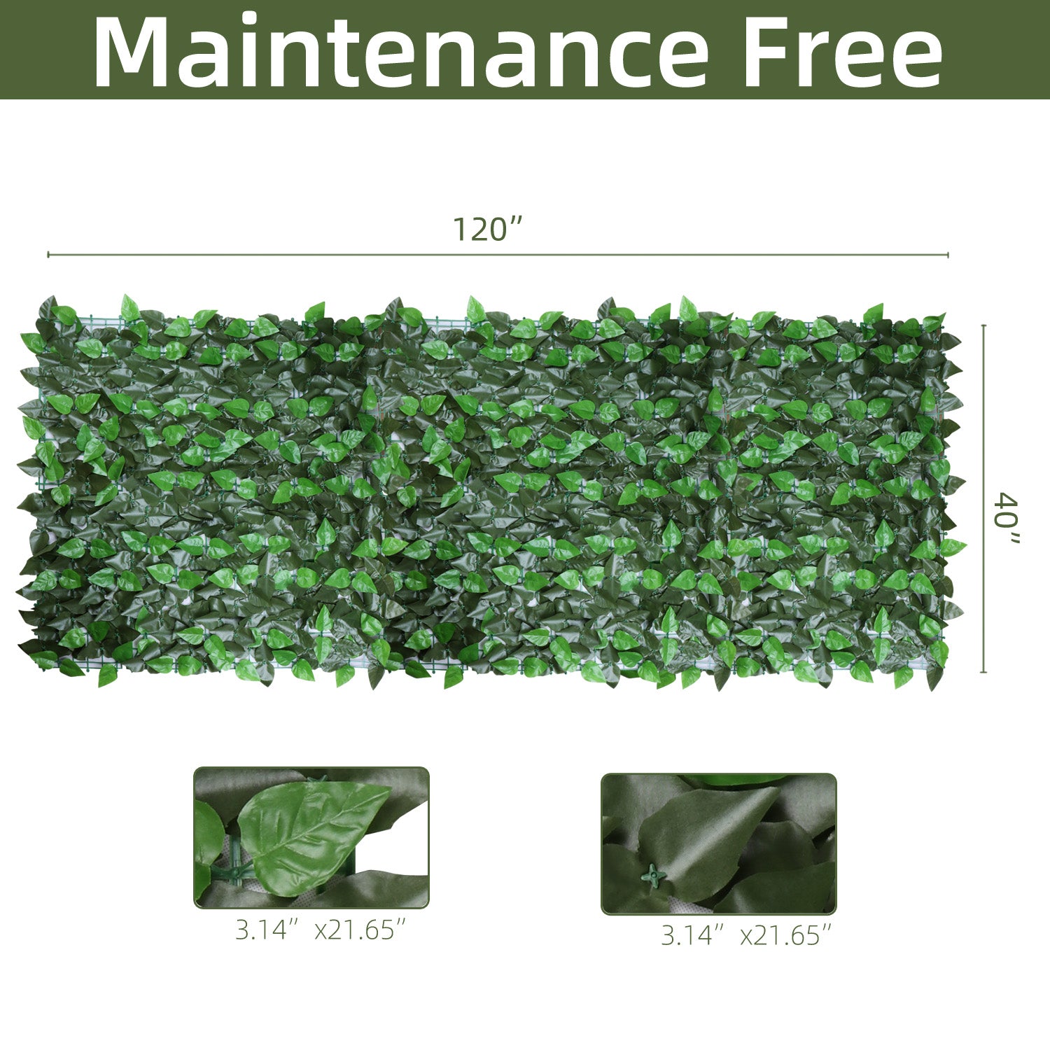 120" x 40" Artificial Ivy Privacy Fence Screen, Privacy Wall, Privacy Screen, Artificial Faux Ivy Hedge Leaf & Vine Privacy Fence Wall Screen, Decoration for Outdoor Decor, Garden, Yard (Peach Leaf)