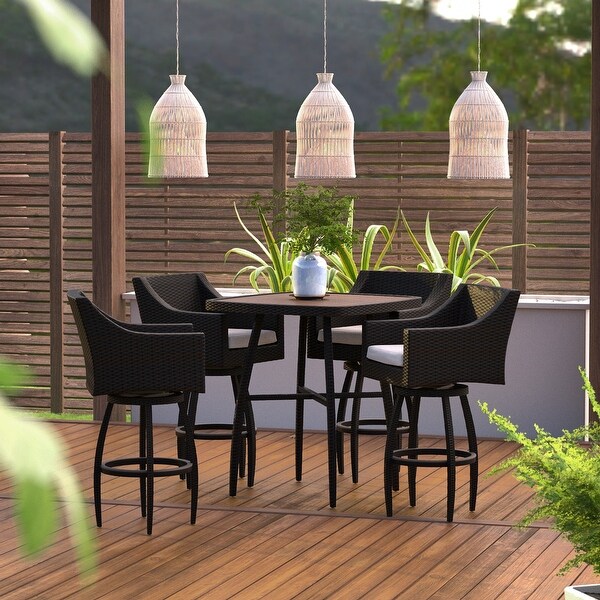 Deco 5 Piece Sunbrella Outdoor Patio Barstool Set