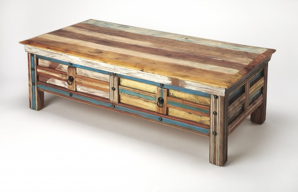 Rustic Painted Coffee Table   Farmhouse   Coffee Tables   by HomeRoots  Houzz