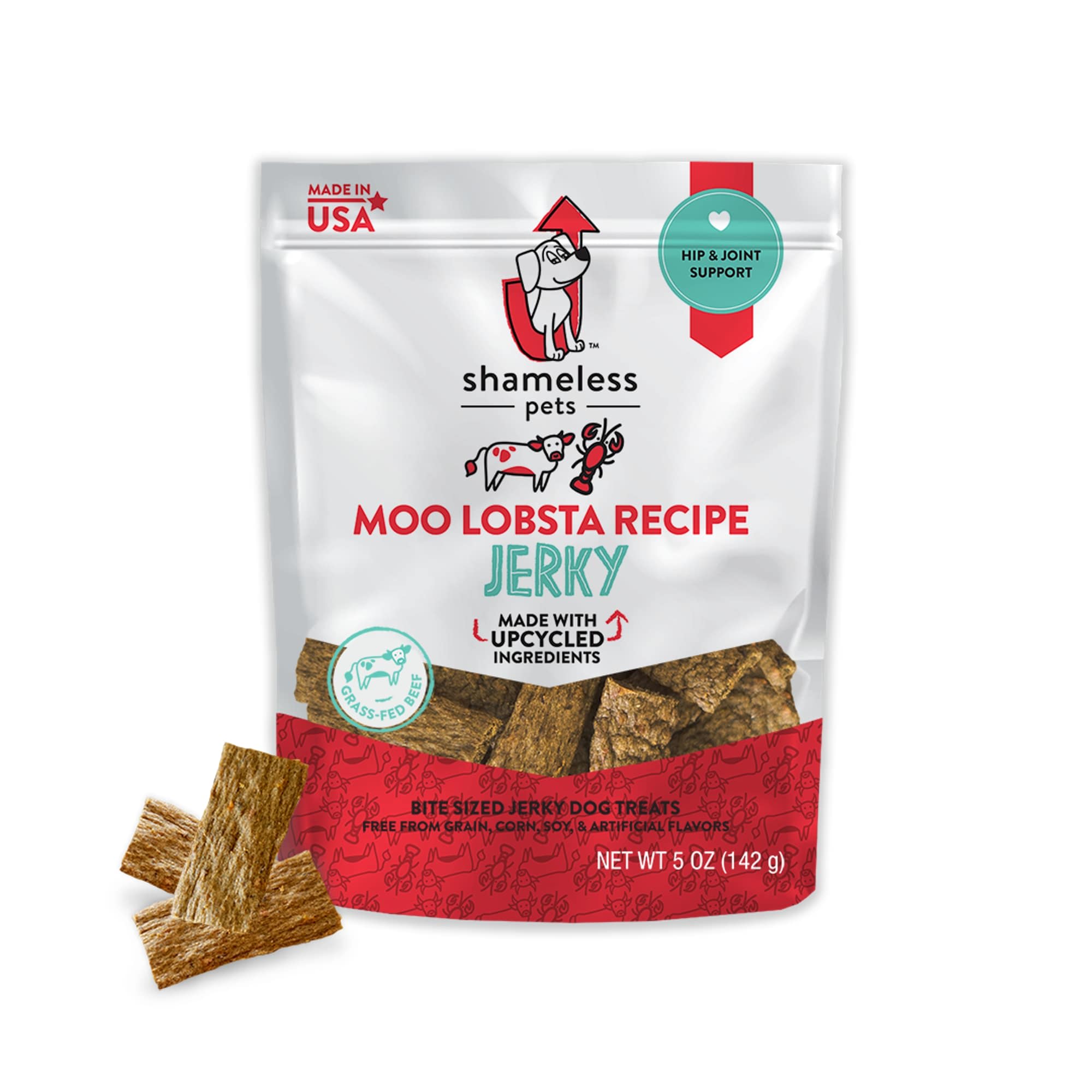 SHAMELESS PET TREATS Beef and Lobster Jerky Bites Dog Treats， 5 oz.