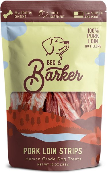 Beg and Barker Pork Loin Strips Dog Jerky Treats， 10-oz bag