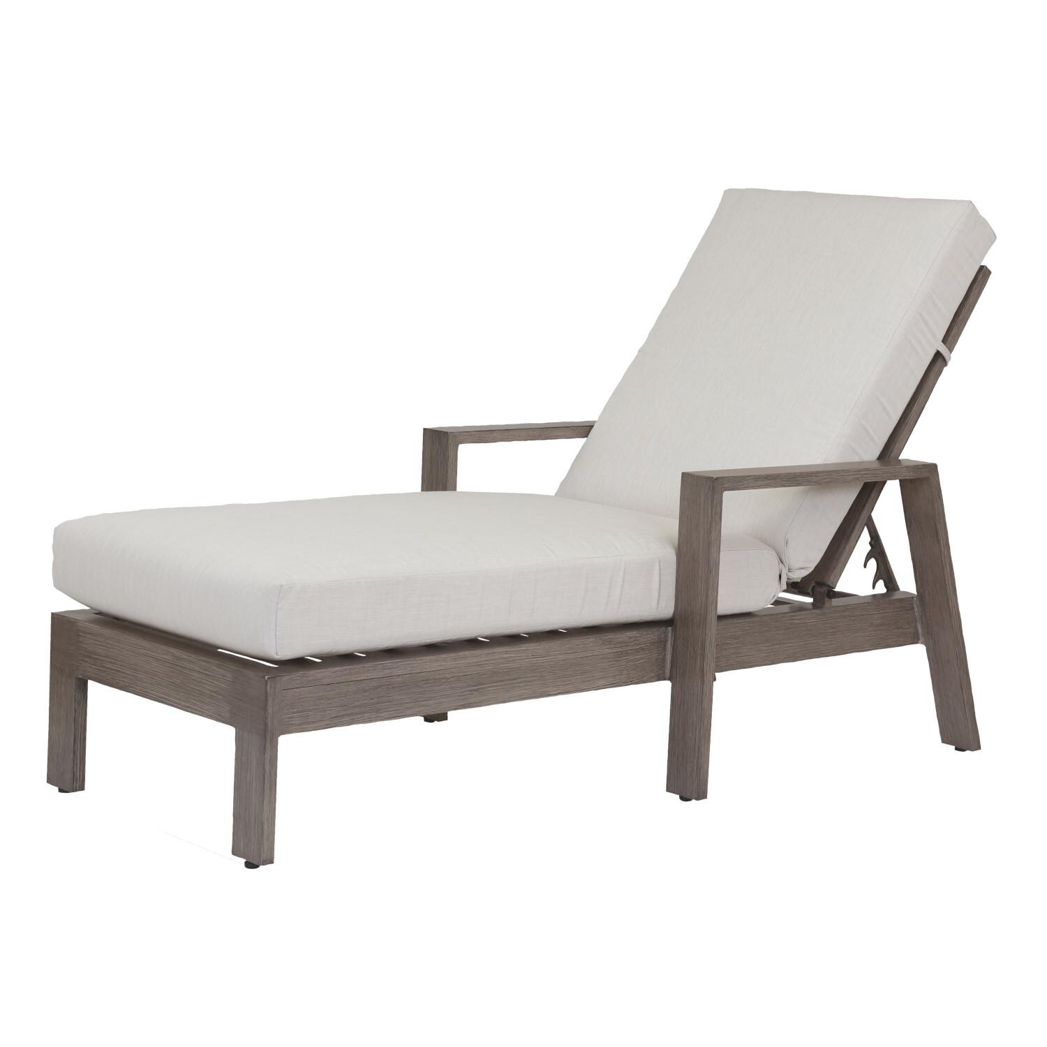 Laguna Aluminum Patio Chaise Lounge W/ Sunbrella Canvas Flax Cushions By Sunset West