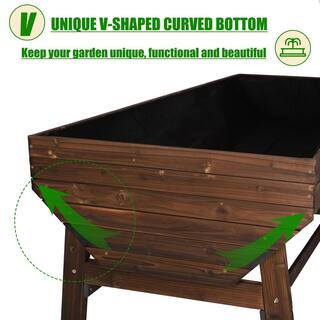 VEIKOUS 70 in. L Carbonized Oversized Wooden Raised Garden Bed With Funnel Design and Liner PG0102-05RT-2