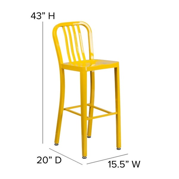 2 Pack 30'' High Metal Indoor-Outdoor Barstool with Vertical Slat Back