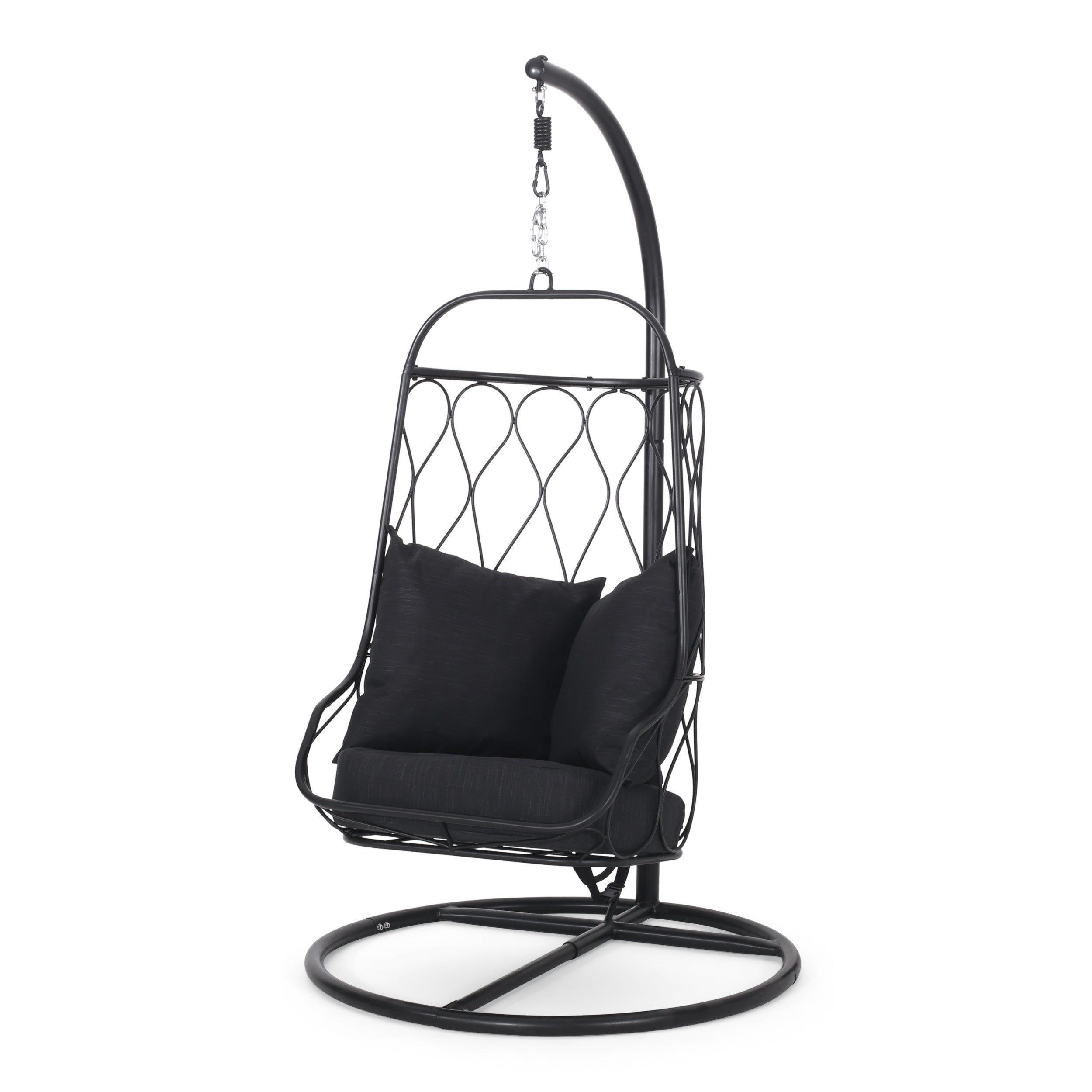 Edgell Indoor/Outdoor Hanging Chair with Stand, Black