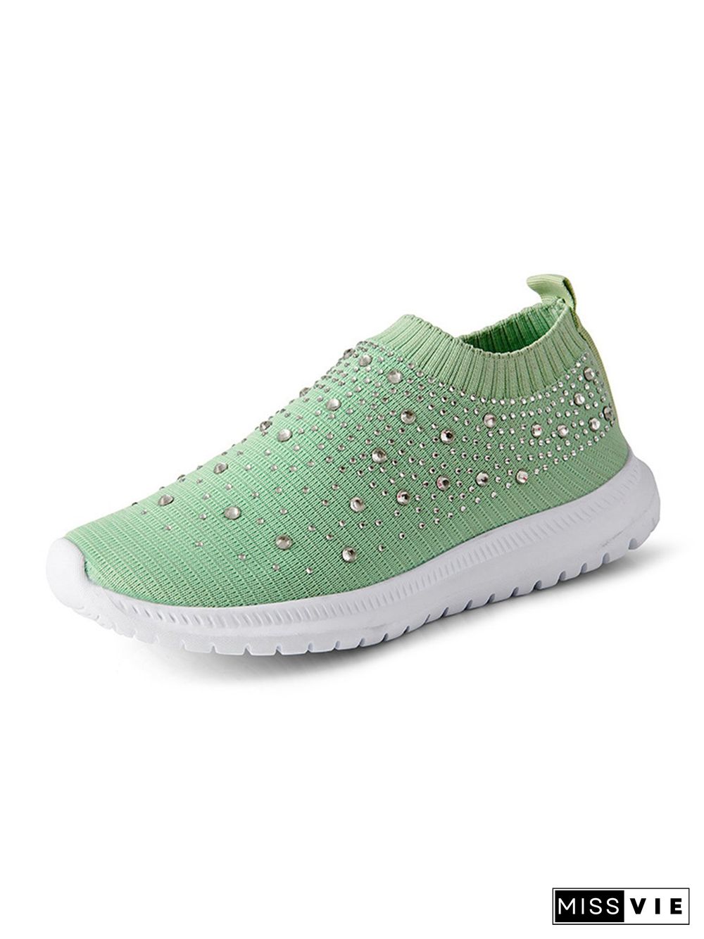 Rhinestone Design Portable Overfoot Lightweight Flyknit Sneakers