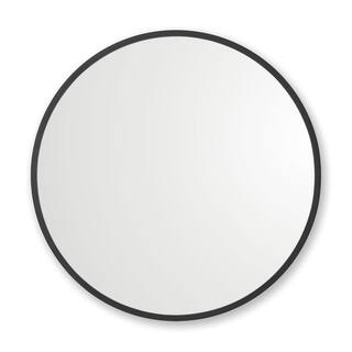 better bevel 36 in. W x 36 in. H Rubber Framed Round Bathroom Vanity Mirror in Black 19004