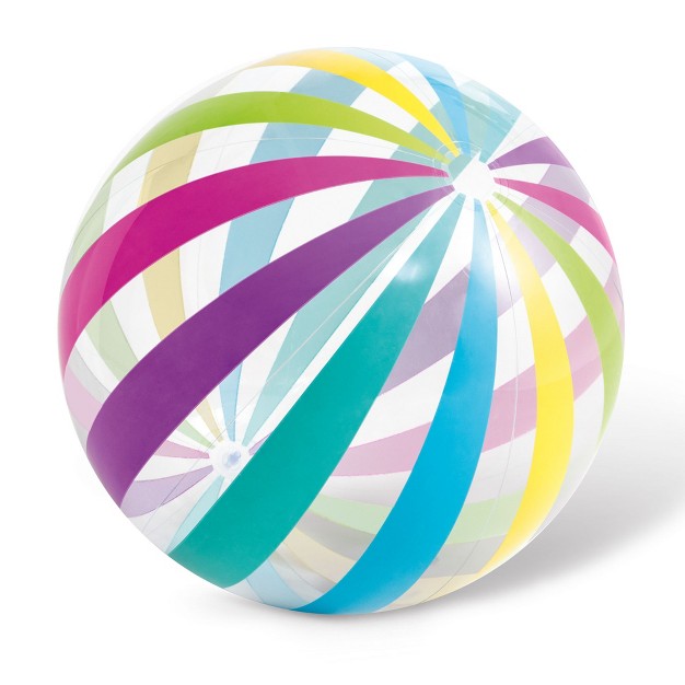 Intex Jumbo Inflatable Glossy Colorful Transparent Pvc Giant Beach Ball W repair Patch In Polka dot Or Rainbow Stripes For Ages 3 amp Up Color Varies