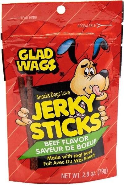 Glad Wags Jerky Sticks Beef Flavor Dog Treats， 2.8-oz bag