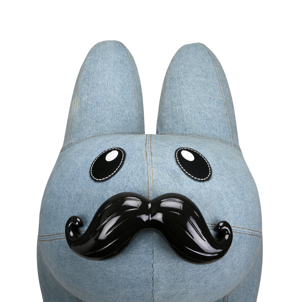 Art Giant Denim Happy Stache' Labbit Stool by Frank Kozik