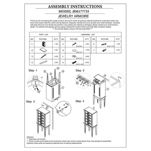 Wood Jewelry Armoire with 5 Drawers in Light Blue - - 22882519