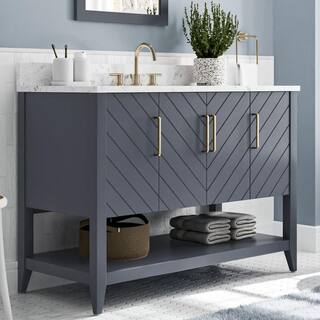 Home Decorators Collection Baybarn 48 in. W x 22 in. D x 35 in. H Bath Vanity in Blue Ash with Engineered Carrara Top and Sink 1924VA48-310925