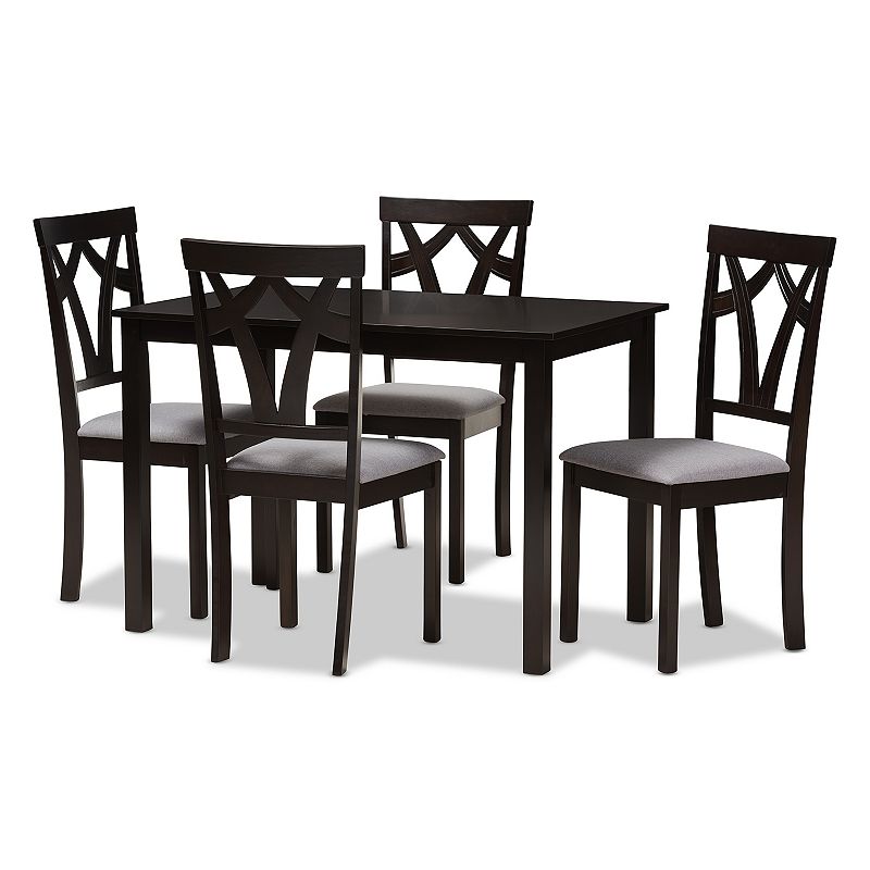 Baxton Studio Modern Gray Upholstered Chair and Table Dining 5-piece Set