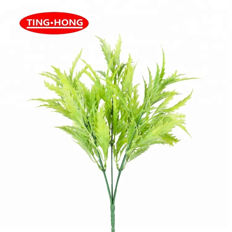 Hot sale and real touch simulation artificial plants artificial  aquatic with 5 branches serration leaves for indoor decoration