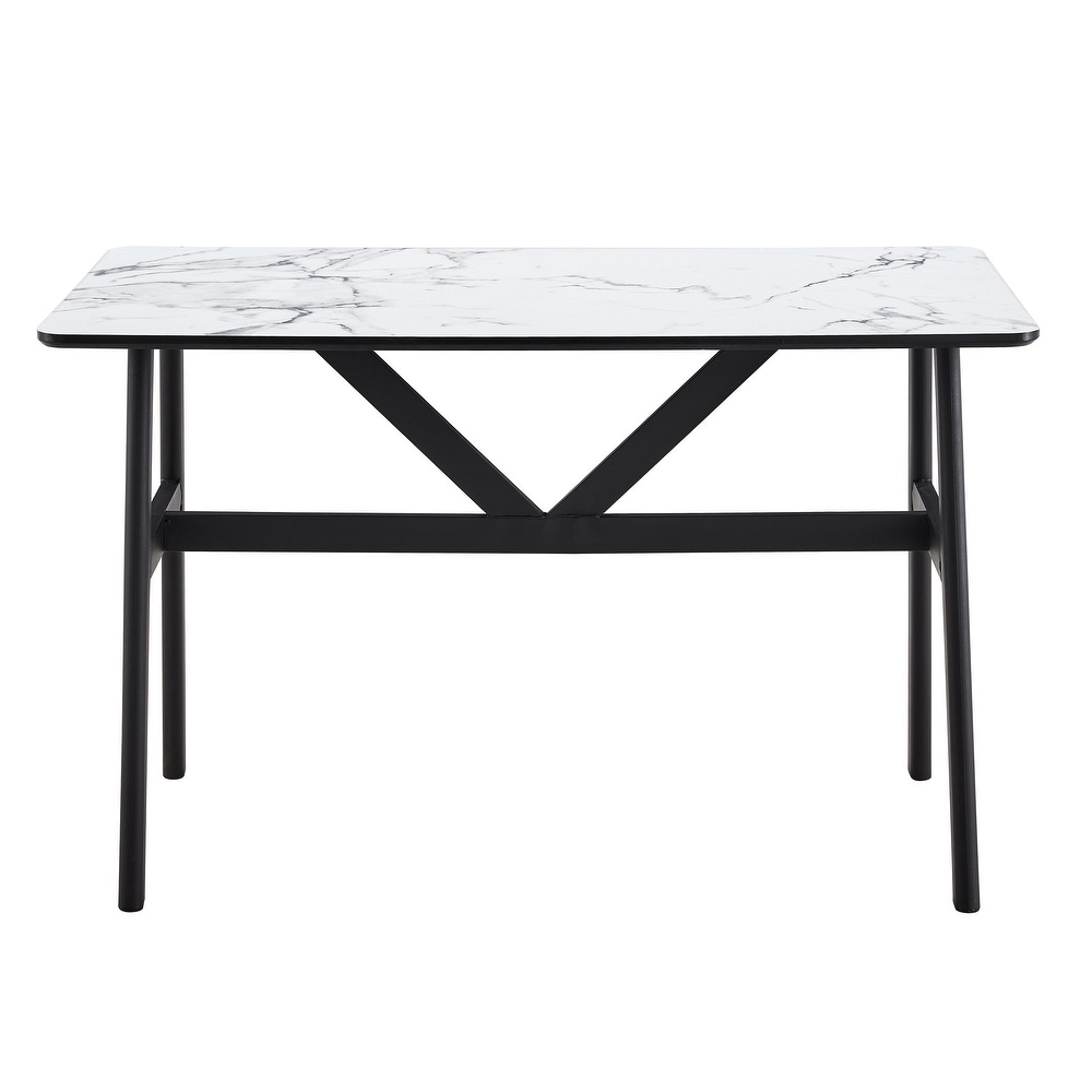 Mieres Modern Simple Faux Marble Dining Table   N/A