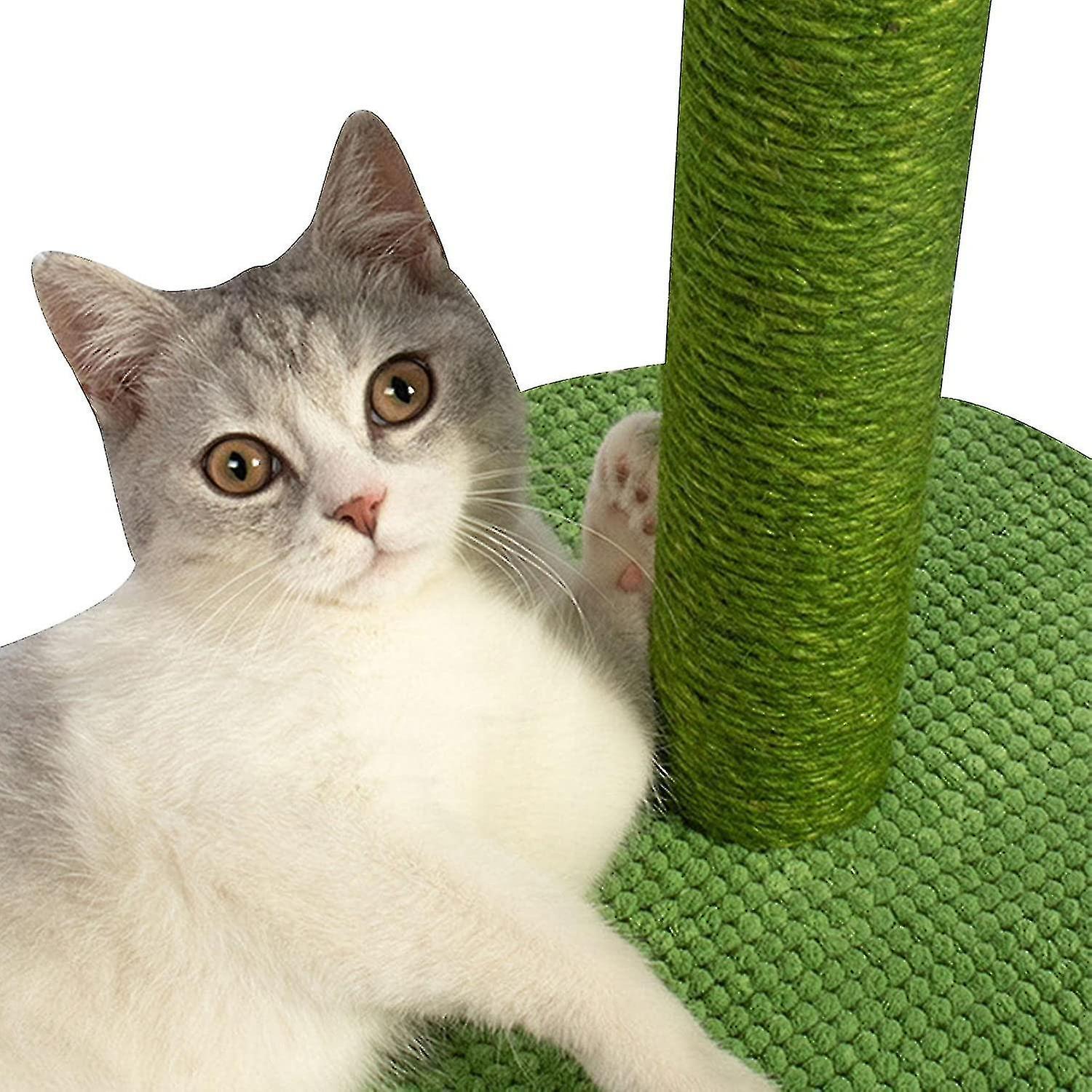 Cat Scratching Post，cute Tall Green Cat Cactus Tree - New Cactus Sisal Climbing Frame Sheep Fluffy C