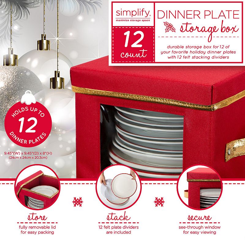 Simplify Holiday Dinner Plate Dinnerware Storage Box