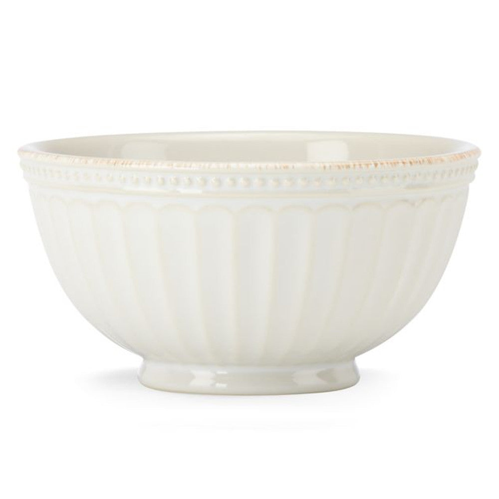 Lenox French Perle Groove White Stoneware 6.5 Inch Cereal Bowl