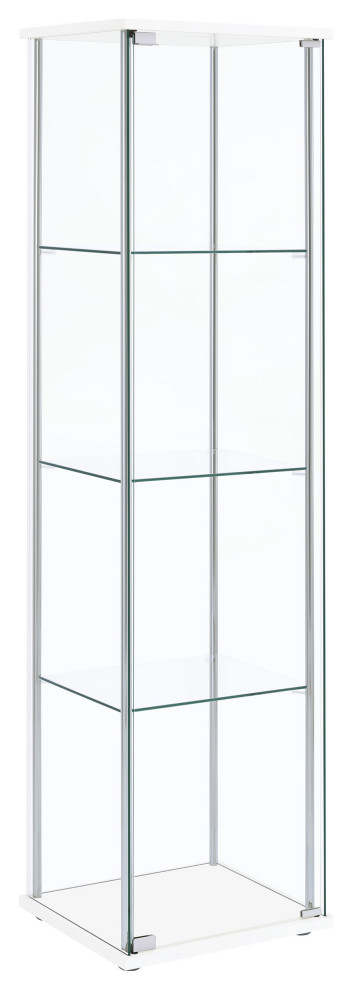 Bellatrix Rectangular 4 shelf Curio Cabinet White and Clear   Modern   Bookcases   by Modon  Houzz