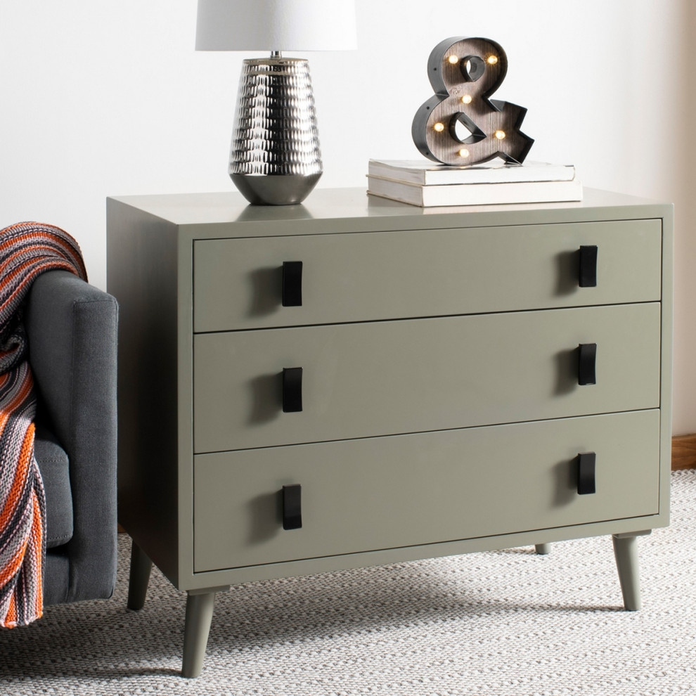 Jane 3 Drawer Chest Dark Grey/ Black   Midcentury   Accent Chests And Cabinets   by Peachtree Fine Furniture  Houzz