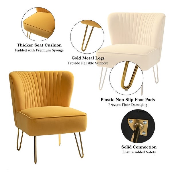 Barto Modern Velvet Tufted Side Chair with Golden Legs by HULALA HOME