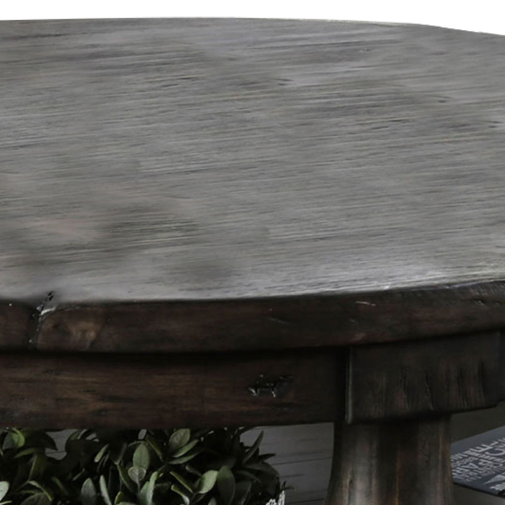 Round Wooden Coffee Table With Open Bottom Shelf  Dark Brown   Contemporary   Coffee Tables   by VirVentures  Houzz