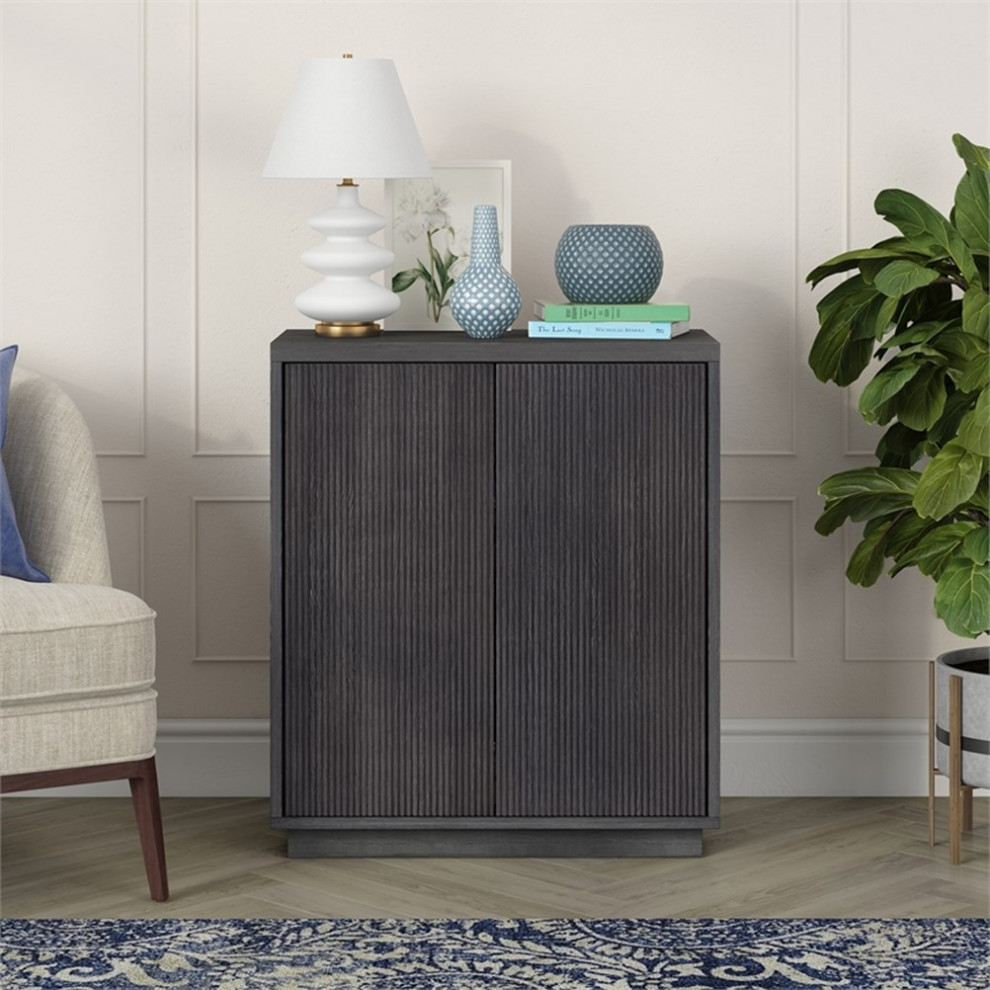 Henn ampHart 27.75 quot Dark Gray Accent Cabinet   Transitional   Accent Chests And Cabinets   by Homesquare  Houzz