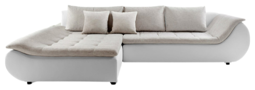 INNA Sectional Sleeper Sofa  Left Corner   White/Sand   Contemporary   Sleeper Sofas   by Table World  Houzz