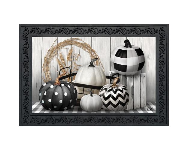 Briarwood Lane Black amp White Pumpkins Fall Doormat Primitive Autu