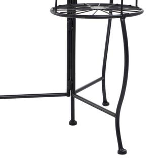 Litton Lane 22 in. Black Round Metal Sunburst Plantstand with 3-Tiers 040548