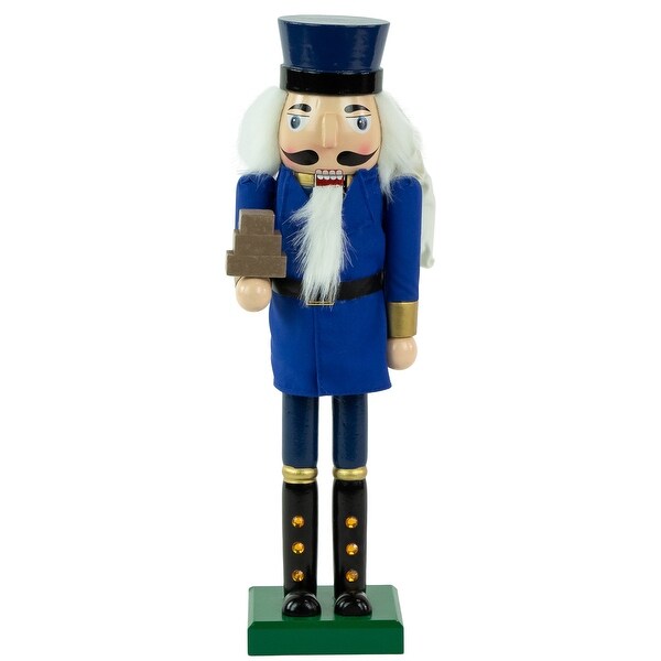 14 Blue and Gold Wooden Mail Carrier Christmas Nutcracker