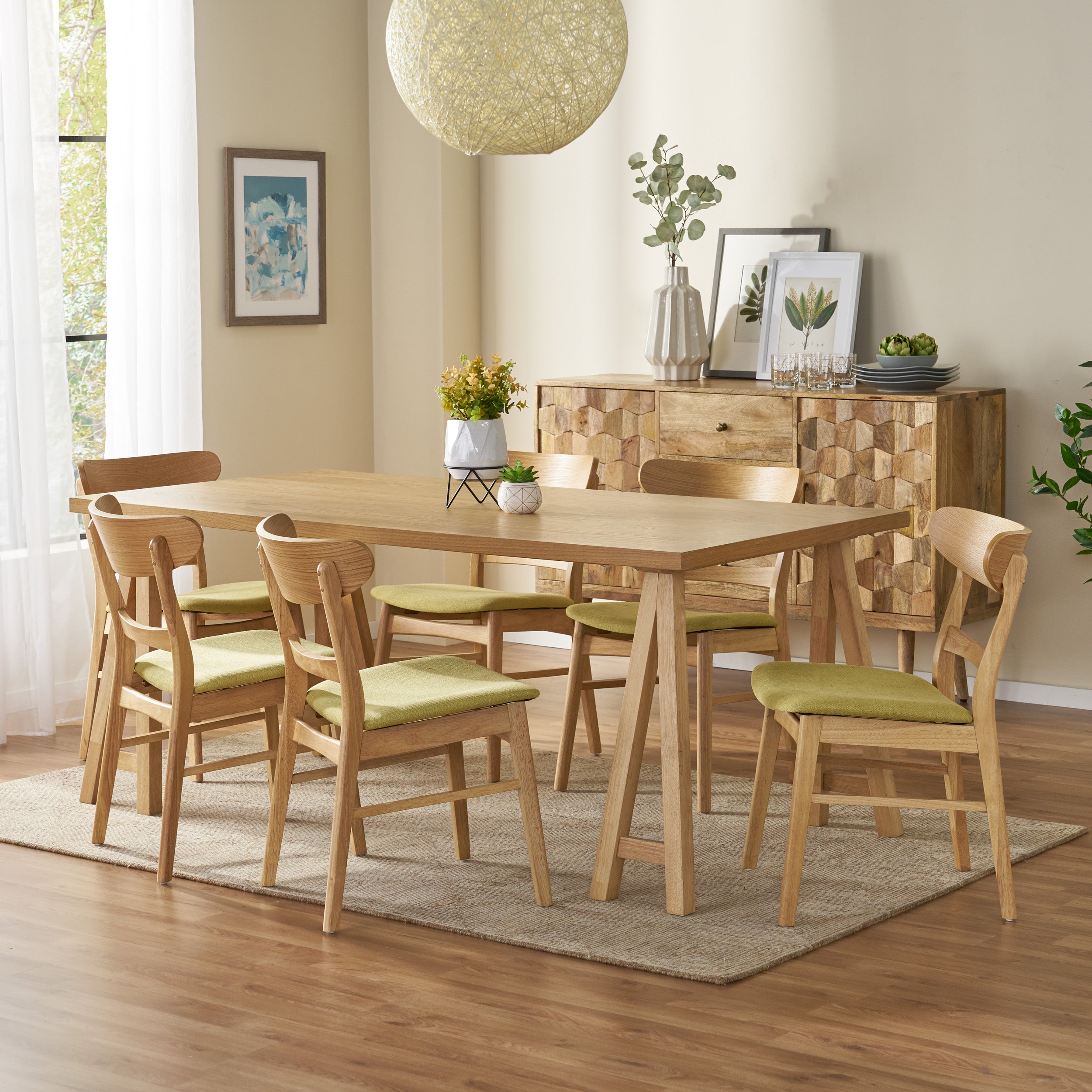 Randal Mid-Century Modern 7 Piece Dining Set