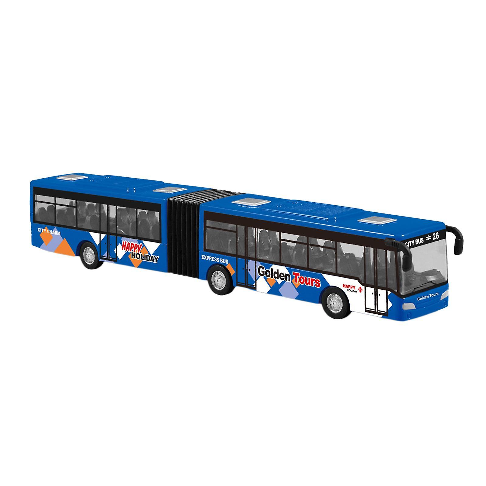 Pull Back Long Bus Model Alloy Alloy Pull Back Bus For Game Gifts Decoration Blue