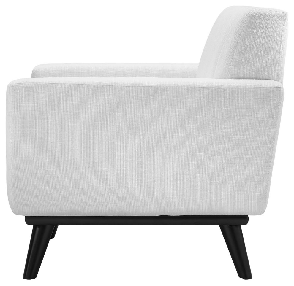 Tufted Armchair Accent Chair  Fabric  White  Modern  Living Lounge Hospitality   Midcentury   Armchairs And Accent Chairs   by House Bound  Houzz