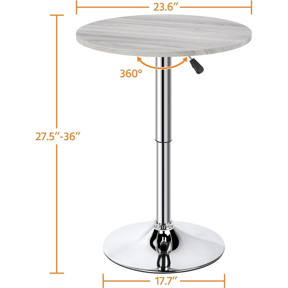 Height Adjustable Round Pub Table with 360 Swivel and MDF Tabletop