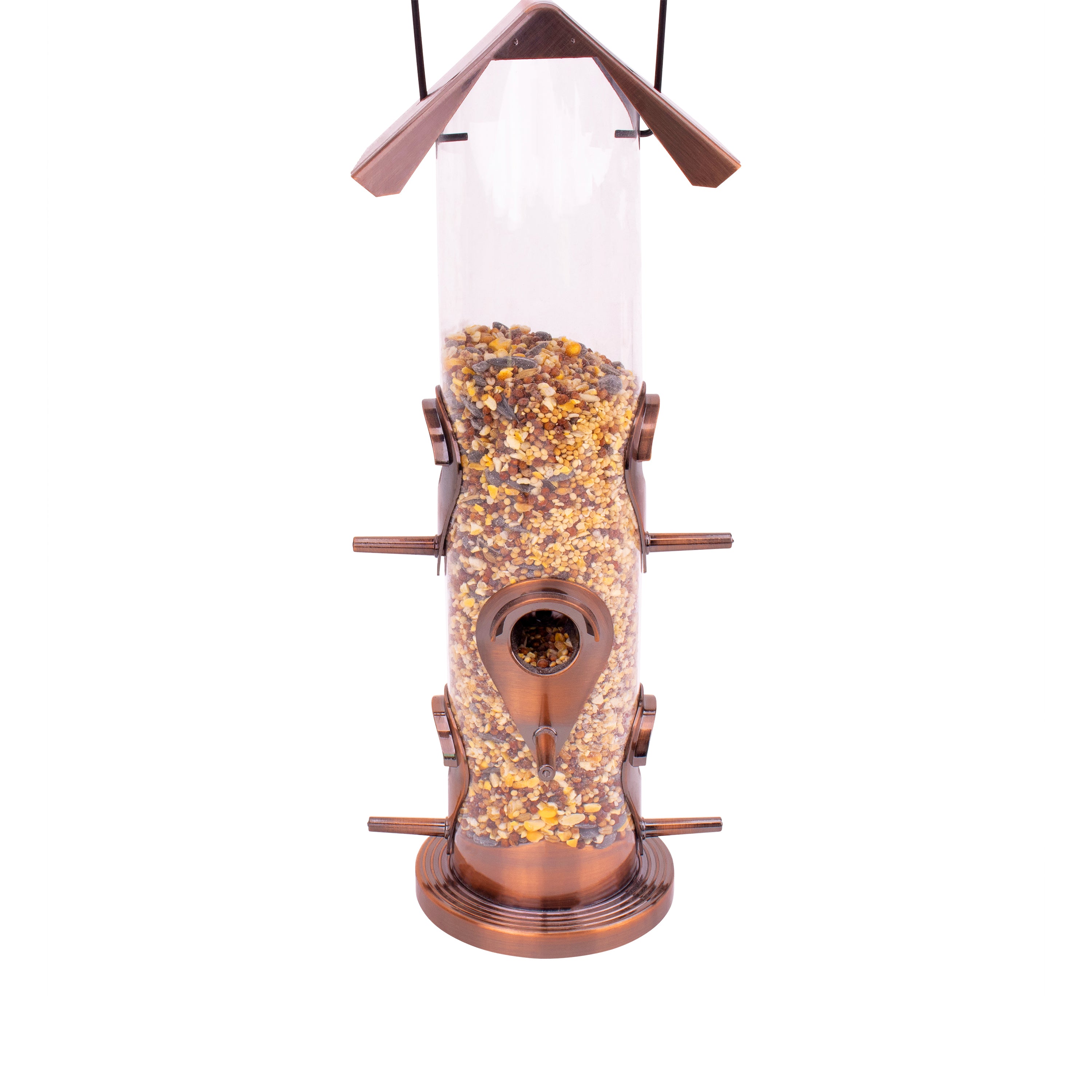 Bliss Outdoors Bird Feeder W/ 6 Feeding Ports and Perches， Flip Top Cover， 1 lb. Food Capacity