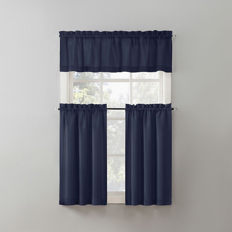 No. 918 Martine Microfiber Semi-Sheer Kitchen Curtain Valance and Tiers Set