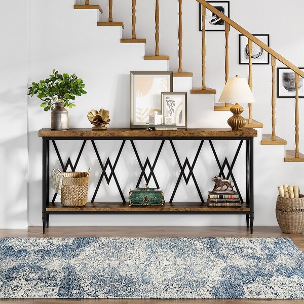 70.9 Inche Long Console Sofa Table Living Room，Entryway Hallway Accent Tables with Stylish Metal Frame