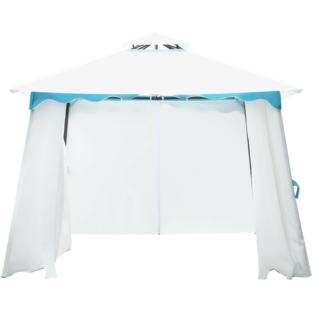 2 Tier 10' x 10' Patio Gazebo Canopy Tent w/ Side Walls