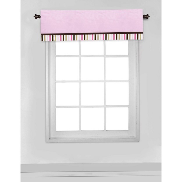 Bacati Solid With Stripes Pink choc Window Valance