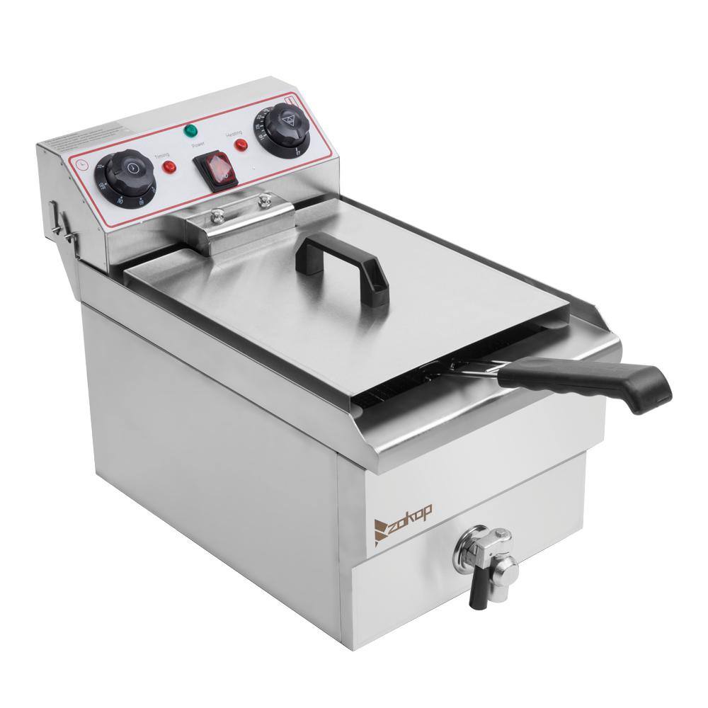 Winado 12.5 qt. Stainless Steel Electric Deep Fryer with Faucet 236958963283