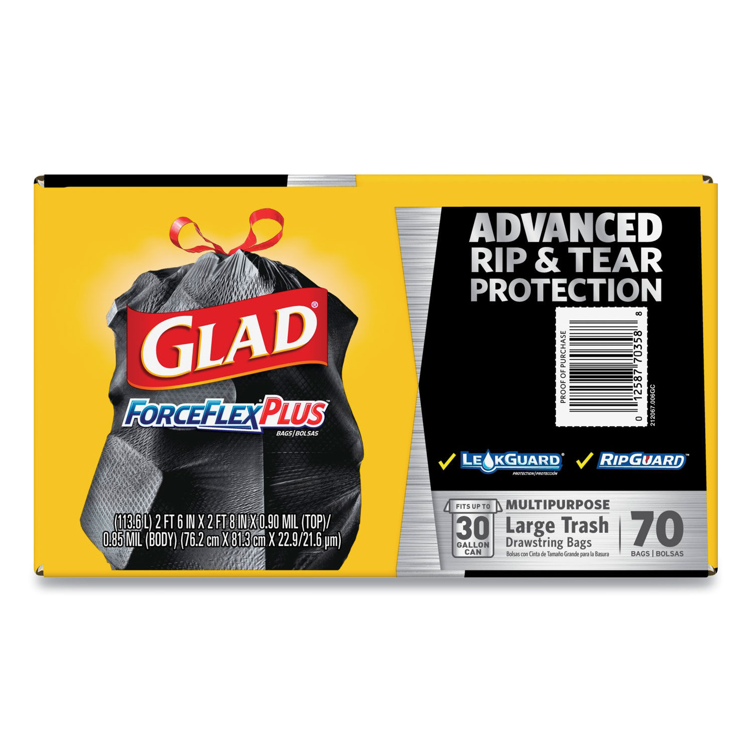 ForceFlexPlus Drawstring Large Trash Bags by Gladandreg; CLO70358