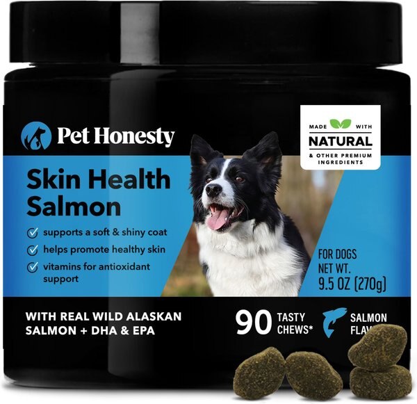 PetHonesty Skin Health Salmon Salmon Flavored Soft Chews Skin and Coat Supplement for Dogs