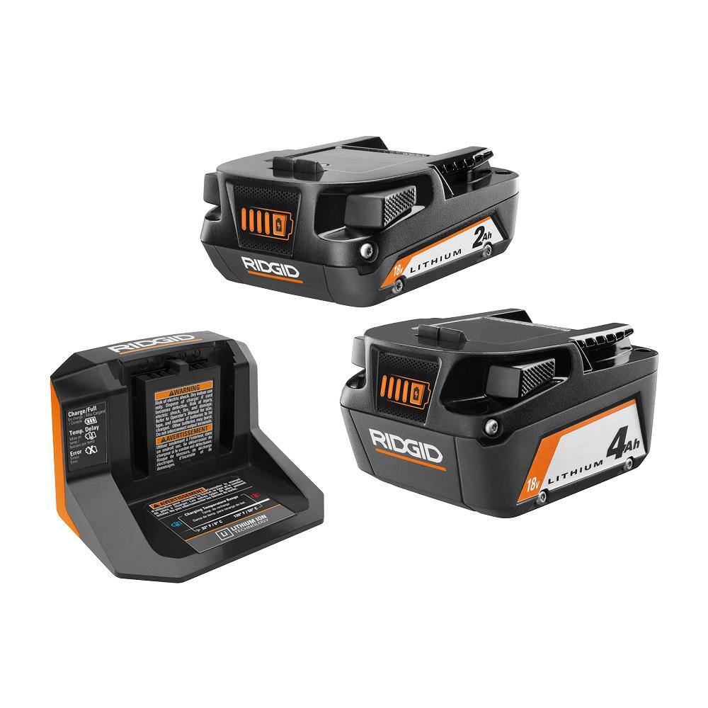 RIDGID 18V Lithium-Ion (1) 4.0 Ah Battery (1) 2.0 Ah Battery and 18V Charger AC87024SB2