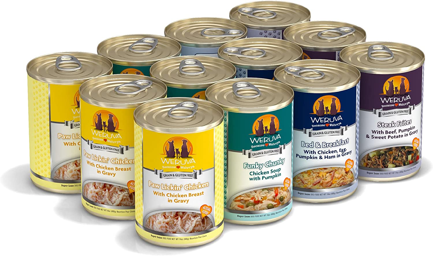 Weruva Baron's Batch Variety Pack Grain-Free Canned Dog Food 14 Ounce (Pack of 12)