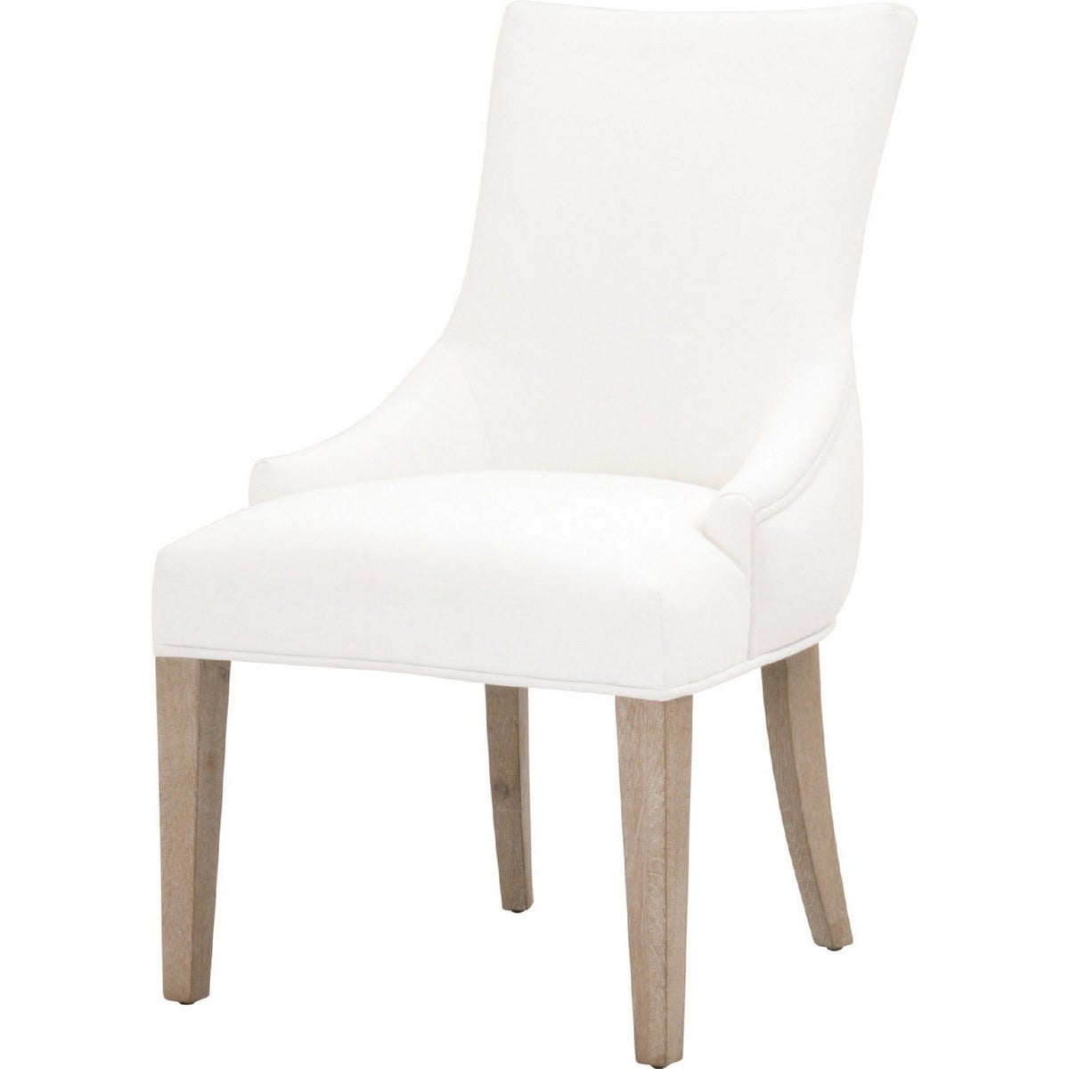 Fabric Upholstered Dining Chair with Sloped Armrests and Padded Seat， White - 39 H x 23 W x 26 L