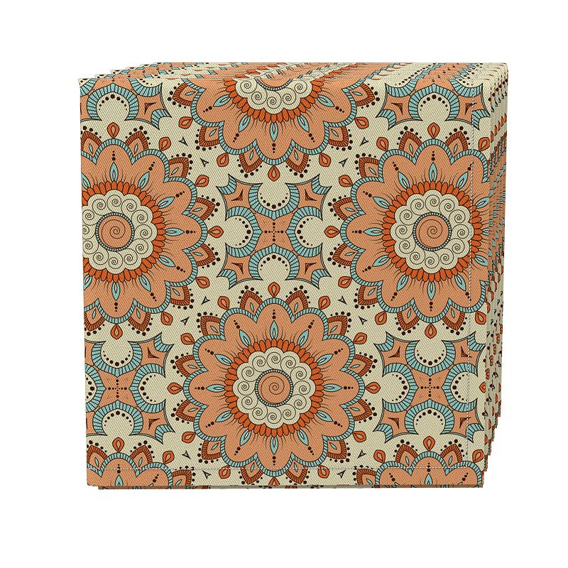 Napkin Set of 4， 100% Cotton， 20x20， Stylized Ornamental Design