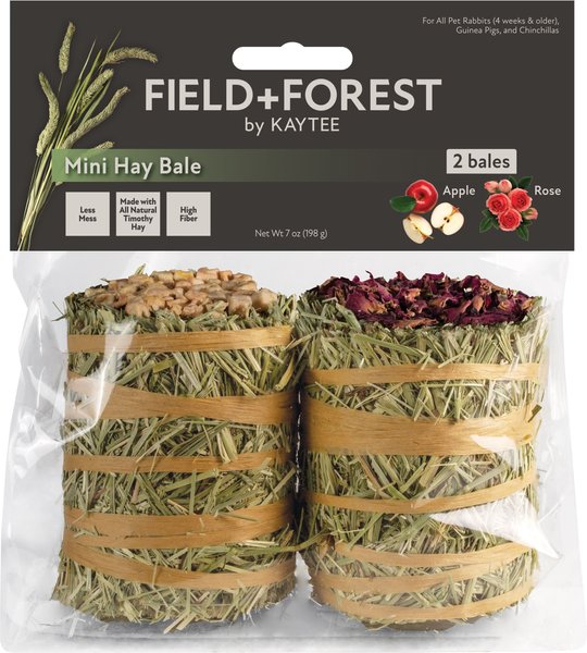 Field+Forest by Kaytee Mini Hay Bales Apple and Rose Small Pet Hay， 7-oz bag， 2 count