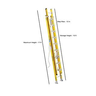 Werner 20 ft. Fiberglass D-Rung Extension Ladder with 375 lb. Load Capacity Type IAA Duty Rating D7120-2